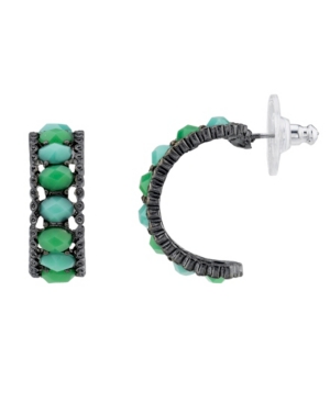 image of 2028 Black-Tone Partial Hoop Earrings