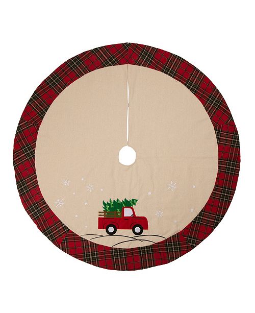 Glitzhome Fabric Christmas Tree Skirt - Red Truck ...