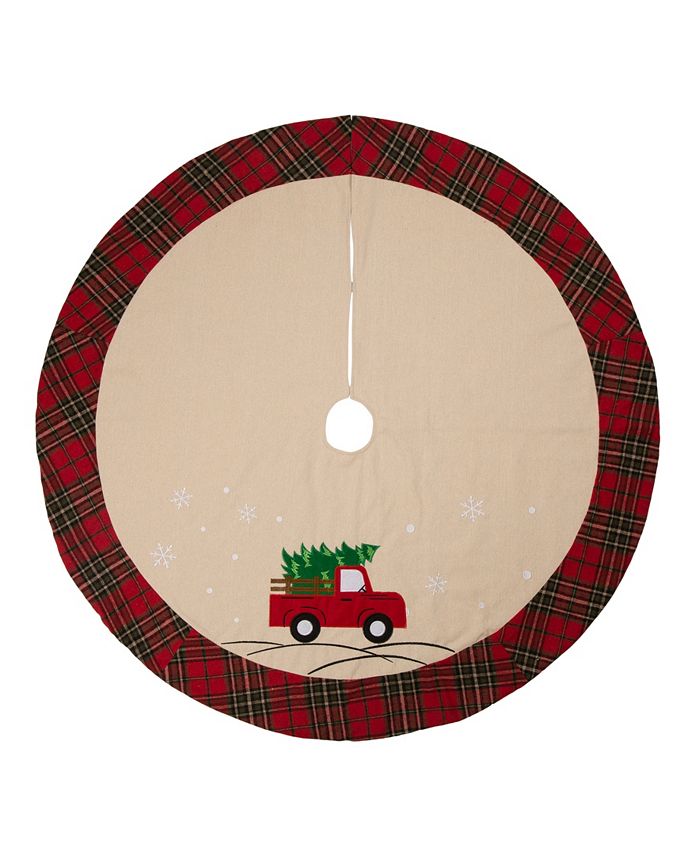 Glitzhome Fabric Christmas Tree Skirt - Red Truck - Macy's