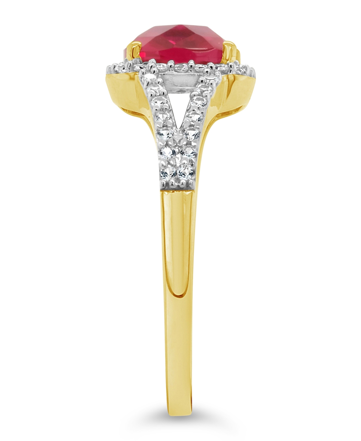 Lab Grown(1-3/4 ct. t.w.) and Lab Grown White Sapphire (1/4 ct. t.w.) Ring in 10k Yellow Gold - Ruby