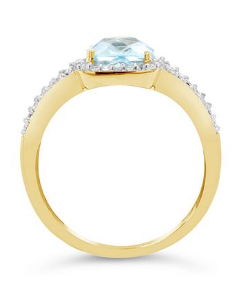 Macy's - Created Spinel Aquamarine (1-5/8 ct. t.w.) and Created White Sapphire (1/4 ct. t.w.) Ring in 10k Yellow Gold