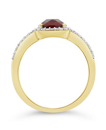 Macy's - Garnet (2 ct. t.w.) and Created White Sapphire (1/4 ct. t.w.) Ring in 10k Yellow Gold