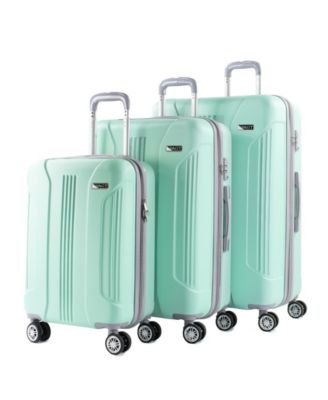 green hard case luggage