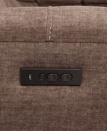 Furniture - Hutchenson 7-Pc. Fabric Sectional with 3 Power Recliners, Power Headrests and 2 Consoles with USB