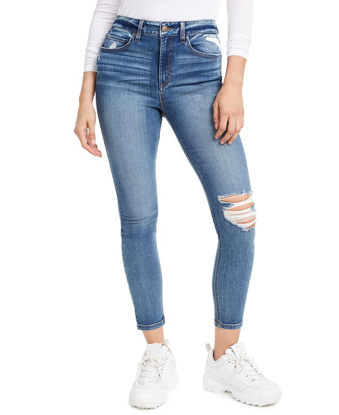 Rewash Juniors' Ripped High-Rise Skinny Jeans - Macy's