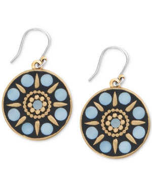 image of Lucky Brand Gold-Tone Hammered Mother-of-Pearl Circle Drop Earrings