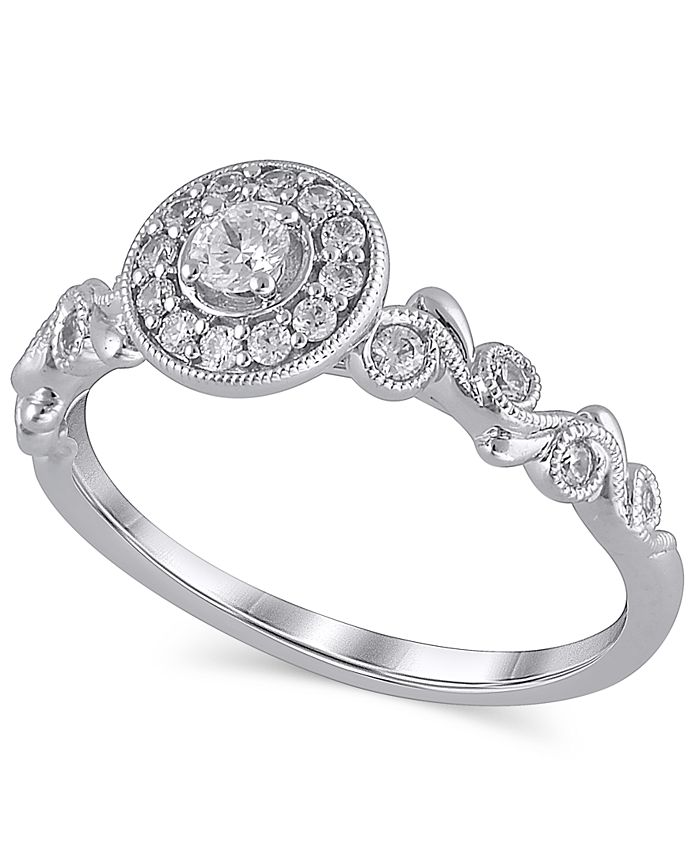 Macy's - Certified Diamond (1/3 ct. t.w.) Engagement Ring in 14K White Gold