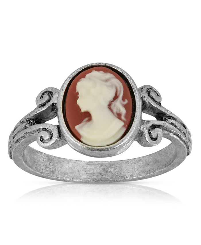 2028 Pewter Carnelian Cameo Oval Ring - Macy's