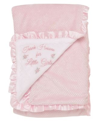 Little Me Baby Girls' Bunny Embroidered Blanket - 30x30 Inch All Cotton Soft Baby Blanket