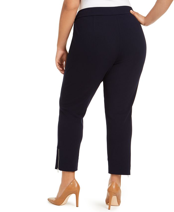 Calvin Klein Plus Size Cropped Zipper-Pocket Pants & Reviews - Pants ...
