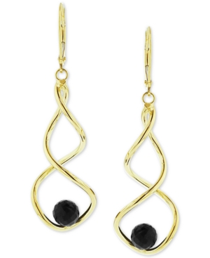 image of Onyx (6mm) Twist Drop Earrings in 14k Gold