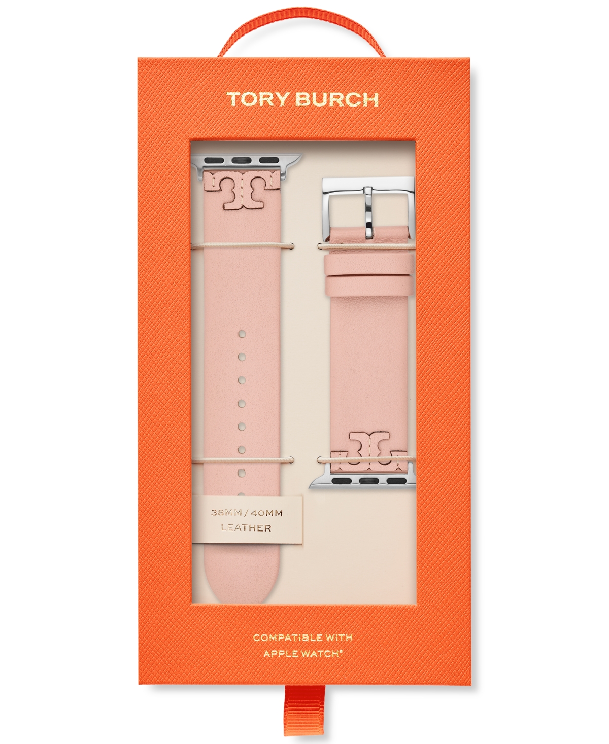Shop Tory Burch Women's Mcgraw Blush Band For Apple Watch Leather Strap 38mm/40mm