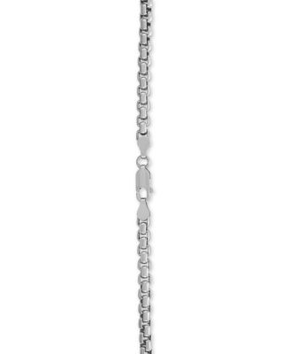 Rounded Box Link 24" Chain Necklace in Sterling Silver