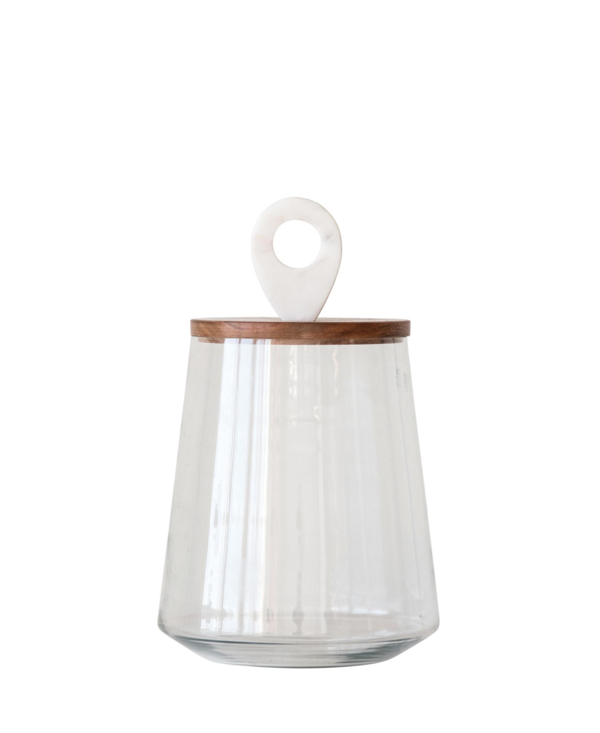 Bloomingville Small Clear Glass Jar With Mango Wood & Marble Lid