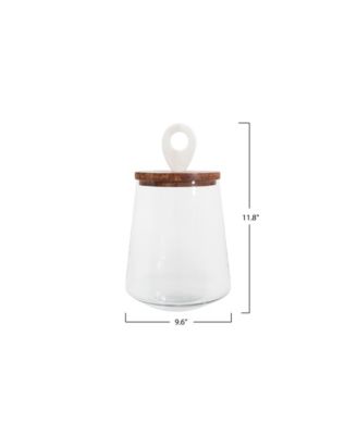 Small Clear Glass Jar with Mango Wood & Marble Lid