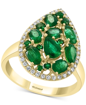 image of Effy Emerald (2 ct. t.w.) & Diamond (1/6 ct. t.w.) Statement Ring in 14k Gold