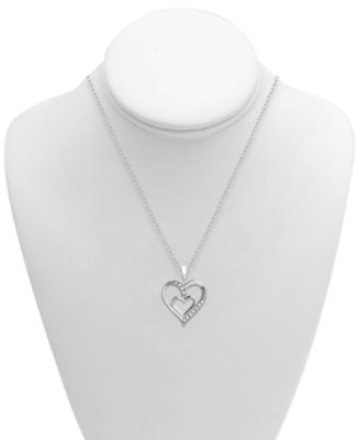 Diamond Double Heart 18" Pendant Necklace (1/10 ct. t.w.) in Sterling Silver