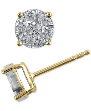 image of Diamond Cluster Stud Earrings (1/2 ct. t.w.) in 14k Gold & White Gold