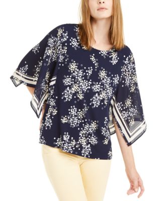 Alfani - Printed Cape-Sleeve Top