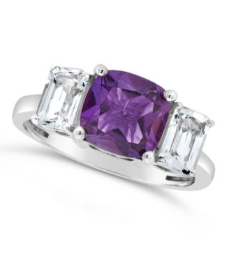 Macy's - Gemstone and White Topaz (1-3/8 ct. t.w) Ring in Sterling Silver. Available in Blue Topaz (2-3/4 ct. t.w.), Citrine (2 ct. t.w.) and Amethyst (2 ct. t.w.)