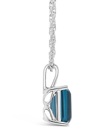 Macy's - Emerald-cut Pendant Necklace in Sterling Silver. Available in Blue Topaz, Amethyst, and Citrine