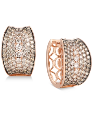 image of Le Vian Chocolate Diamond Small Hoop Earrings (4-1/20 ct. t.w.) in 14k Rose Gold, 0.87