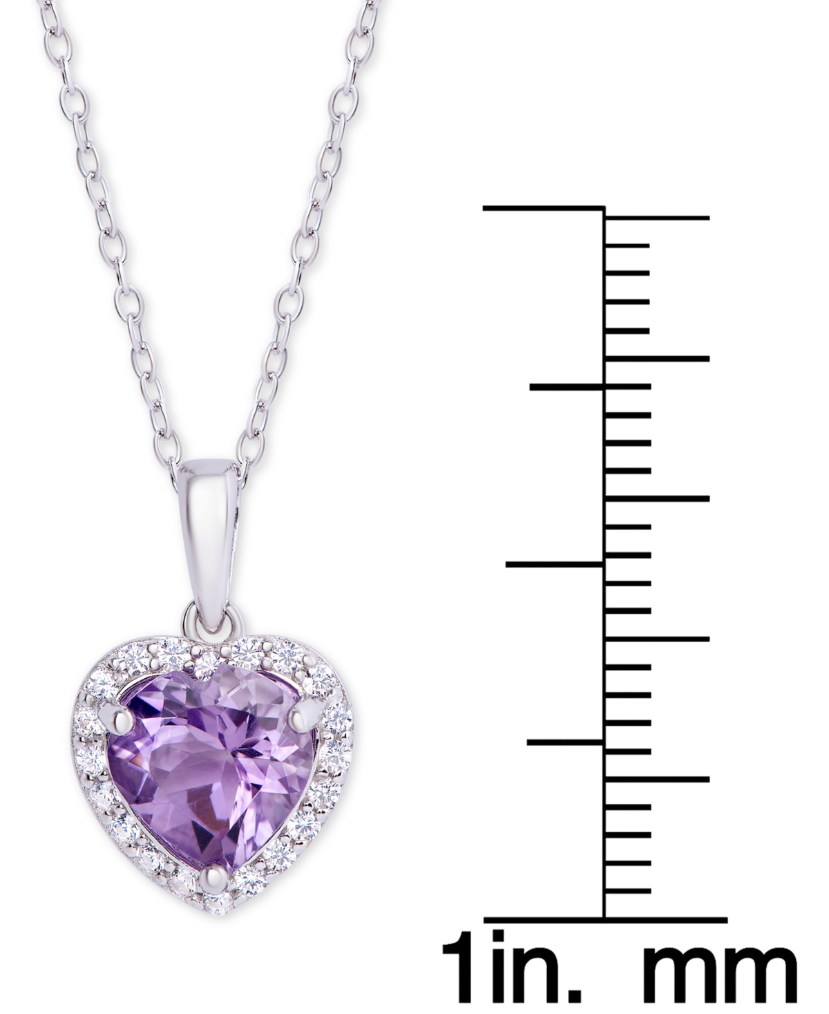 Amethyst (1-1/2 ct. t.w.) & Cubic Zirconia Heart Pendant Necklace - Sterling Silver