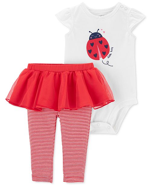 Carter S Baby Girls 2 Pc Ladybug Bodysuit Tutu Leggings Set