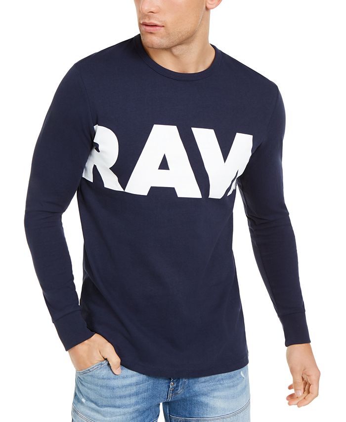 person have Begrænse G-Star Raw Men's Vilsi Logo Long Sleeve T-Shirt - Macy's