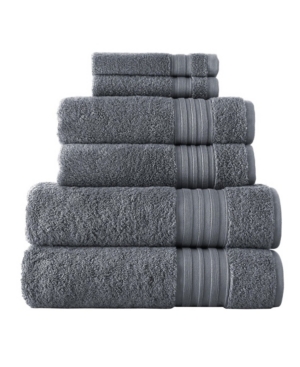 Laural Home Turkish Spa Collection 6-pc Cotton Towel Set Bedding In Charcoal