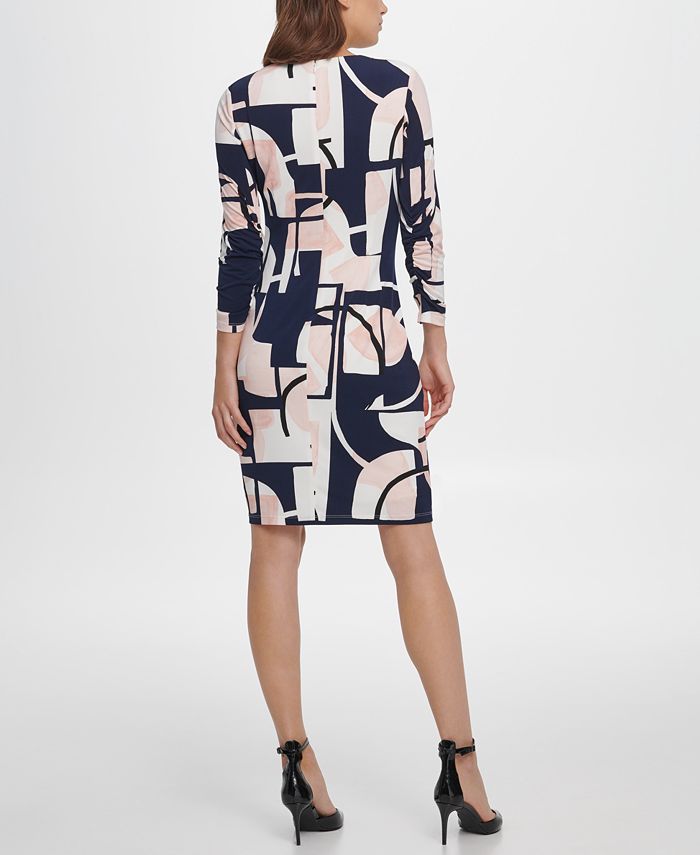 DKNY Women's  Ponte Side Ruche Sheath Dress  Marine Size 8