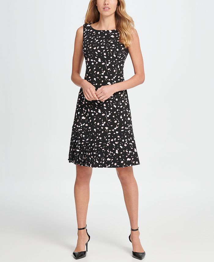 DKNY Short Sleeve Fit & Flare Crepe Dress - Macy's