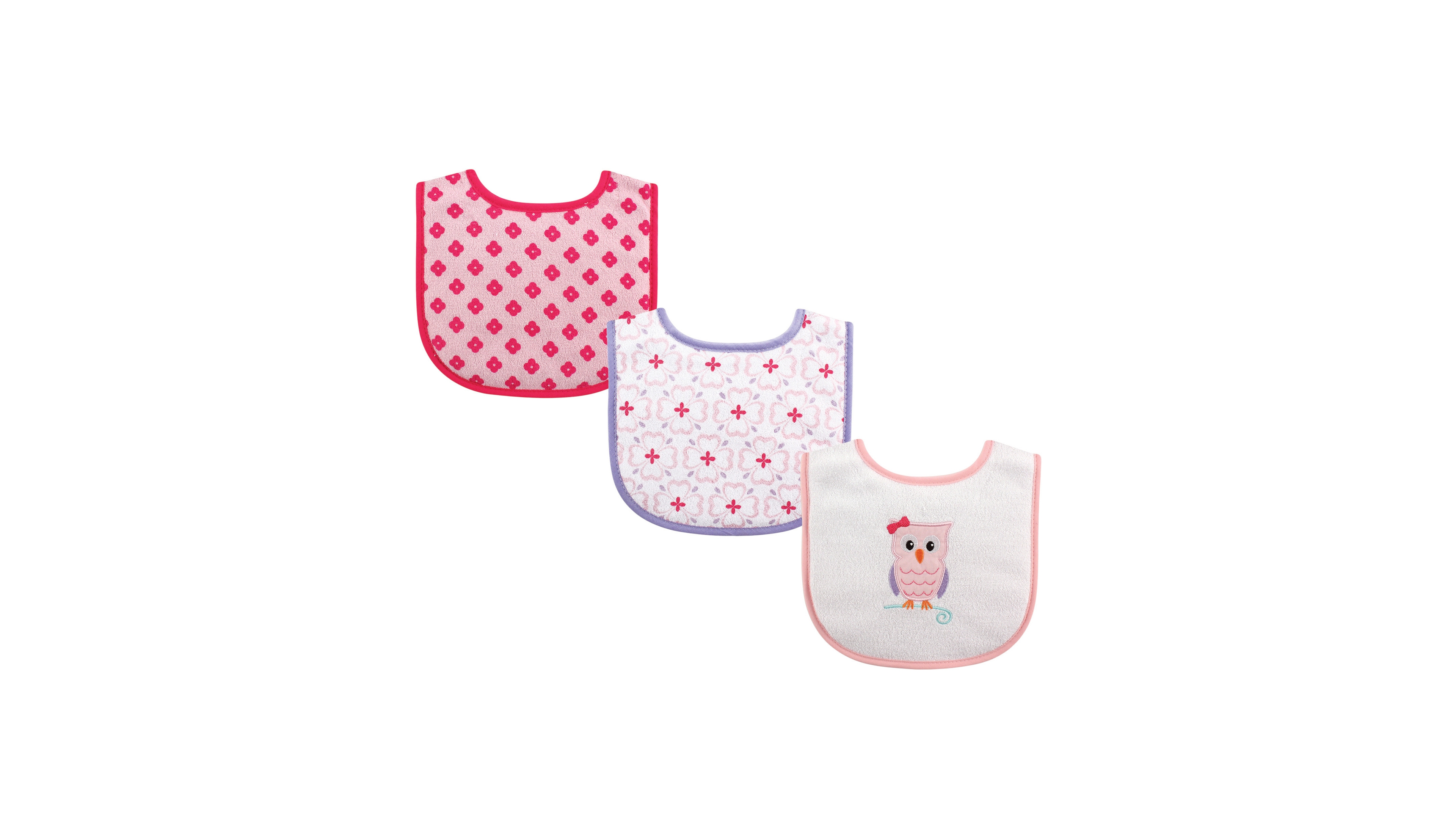 Luvable Friends Girls 3Pk Bibs
