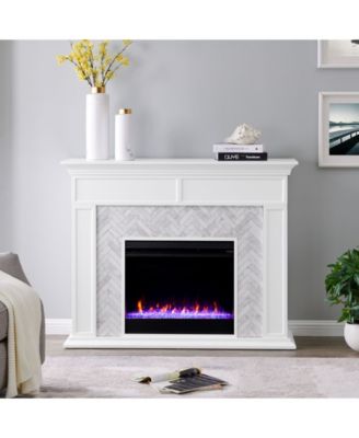 Anika Marble Tiled Color Changing Electric Fireplace