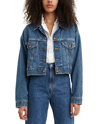 Levi\'s Women\'s Cotton Denim Cropped Trucker Jacket - Macy\'s