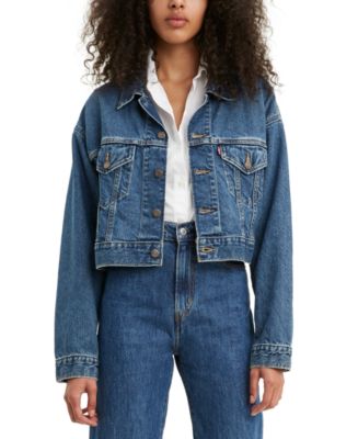 Levi's Women's Cotton Denim Cropped Trucker Jacket & Reviews - Jackets &  Blazers - Women - Macy's