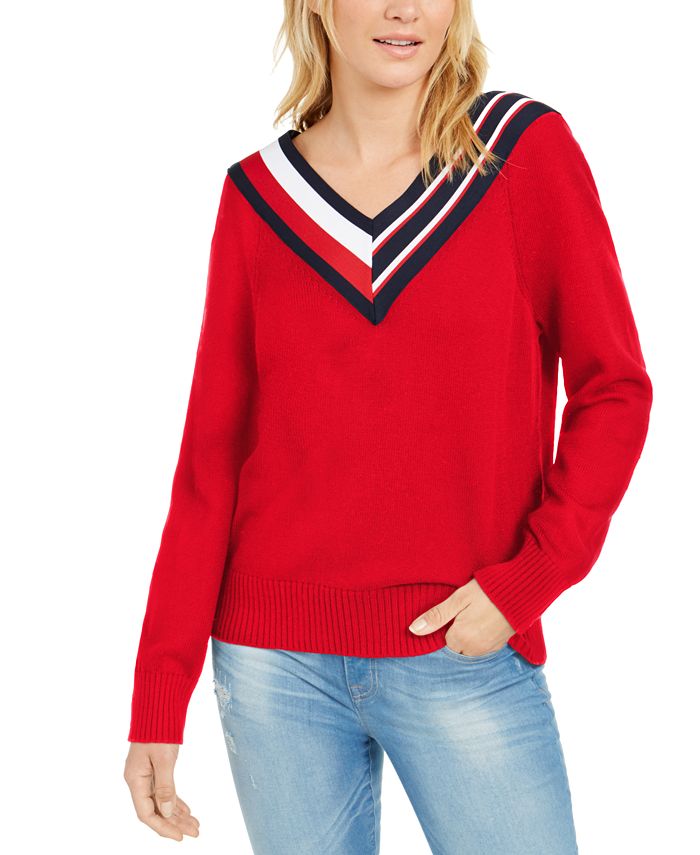 Tommy Hilfiger Striped V Neck Sweater Macys