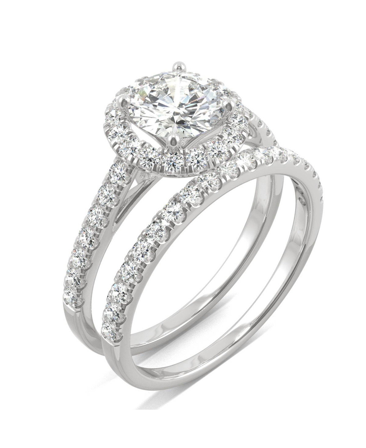 Charles & Colvard Moissanite Halo Bridal Set 1-3/4 ct. t.w. Diamond Equivalent in 14k White Gold