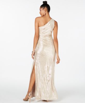 Calvin Klein One-Shoulder Metallic Gown - Macy