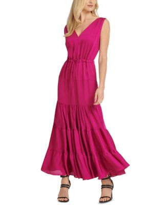 DKNY - Tie-Waist Tiered Maxi Dress