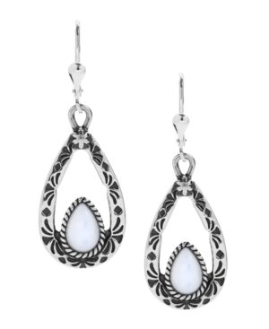 American West Teardrop Dangle Earrings in White Mother of Pearl or Blue Lapis