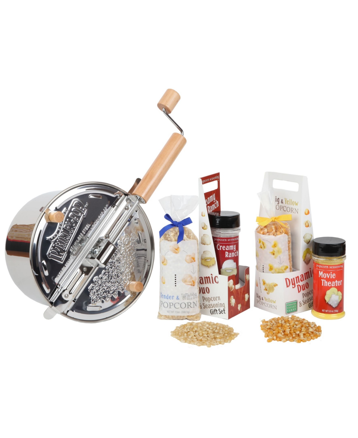 Wabash Valley Farms Stainless Steel Whirley-pop Popcorn Popper Gift Set In Silver