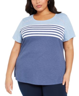 Plus Size Striped T-Shirt, Created for Macy's
