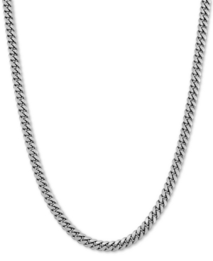 Macy's Cuban Link 24" Chain Necklace In Sterling Silver