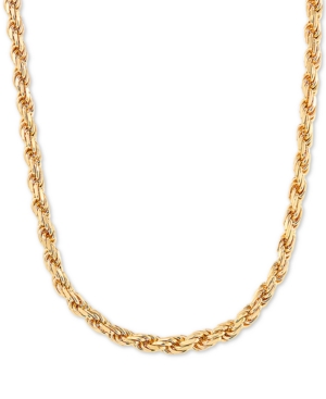 Shop Macy's Rope Link 22" Chain Necklace In 18k Gold-plated Sterling Silver In Gold Over Silver