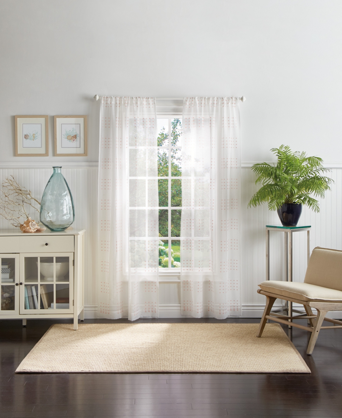 Martha Stewart Collection Montauk Clip Poletop Sheer Curtain Panel, 84", Created For Macy's In Seafoam