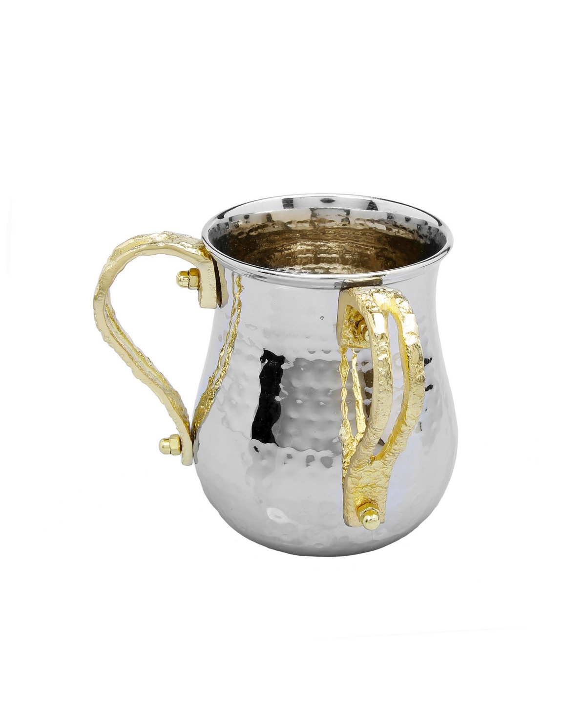 Classic Touch Stainless Steel Wash Cup With Gold-tone Loop Handles In Silver-tone