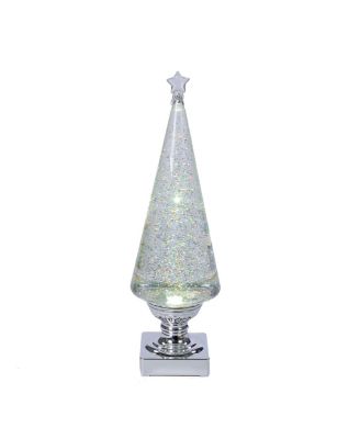Kurt Adler - 14-Inch Battery-Operated Clear and Silver Lava Light Tree