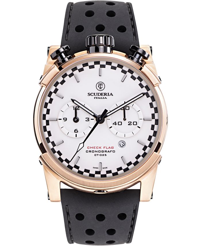 CT Scuderia Men's Swiss Chronograph Check Flag Black Silicone Strap ...