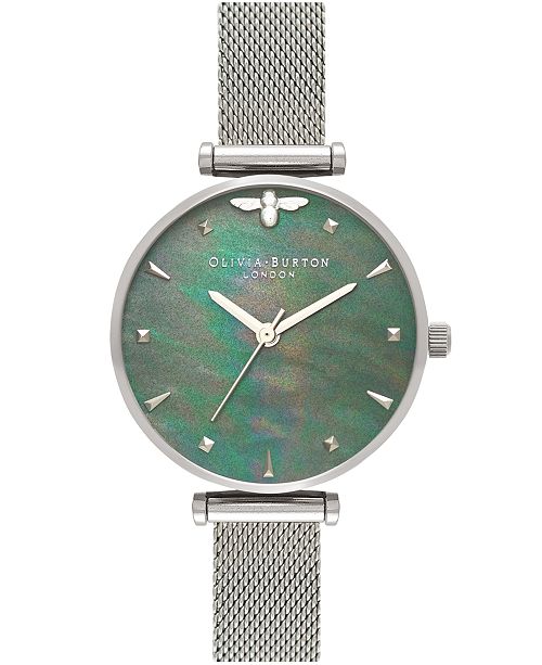 Olivia Burton Women S Queen Bee Stainless Steel Mesh Bracelet Watch 30mm Reviews Watches Jewelry Watches Macy S